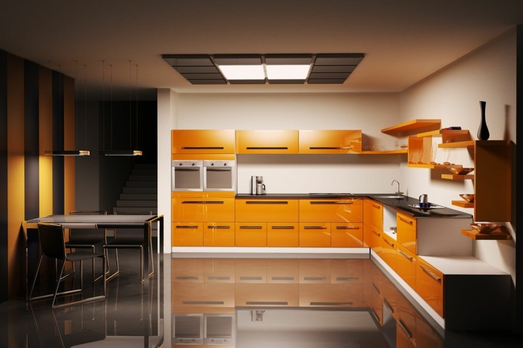 orange kitchen furniture