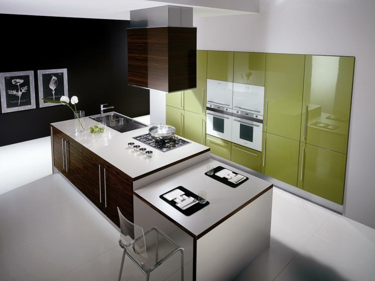 green lacquered kitchen deco