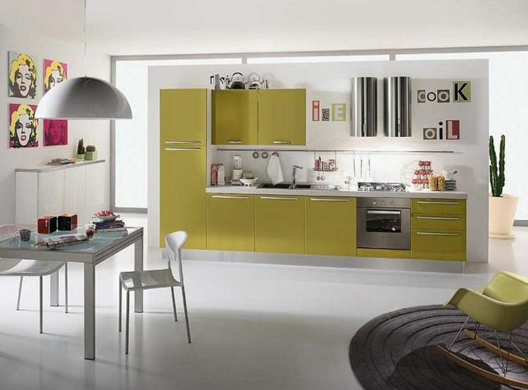 green modern kitchen deco