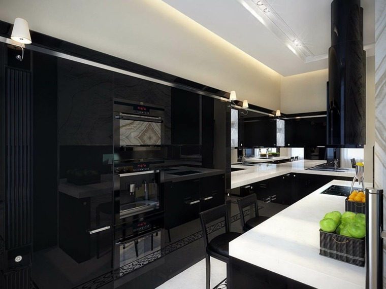 modern kitchen cabinet black design extractor hood