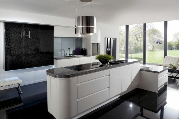 deco kitchen small black white