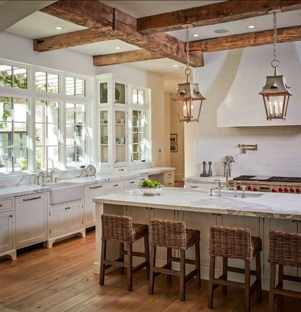 deco kitchen ceiling beams wood