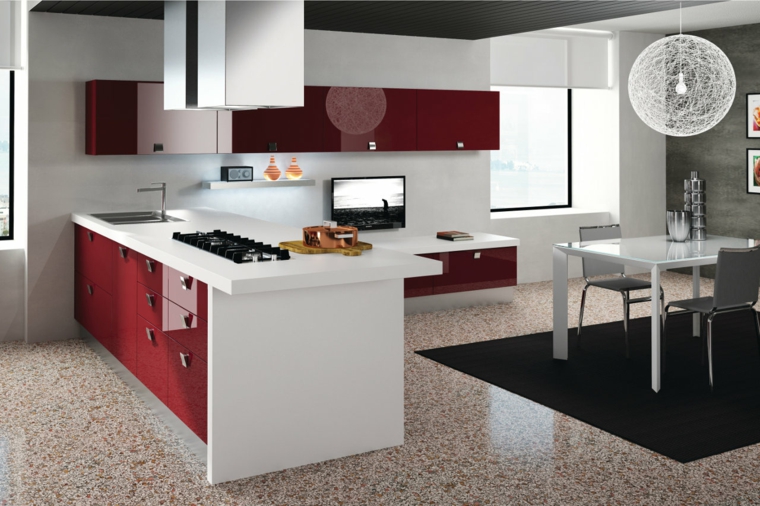 deco kitchen red white design