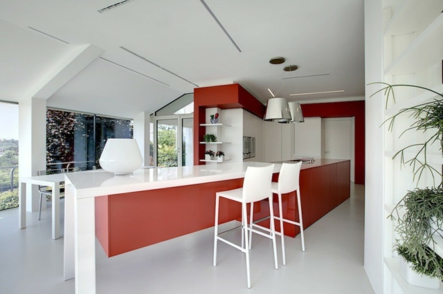 white red kitchen deco