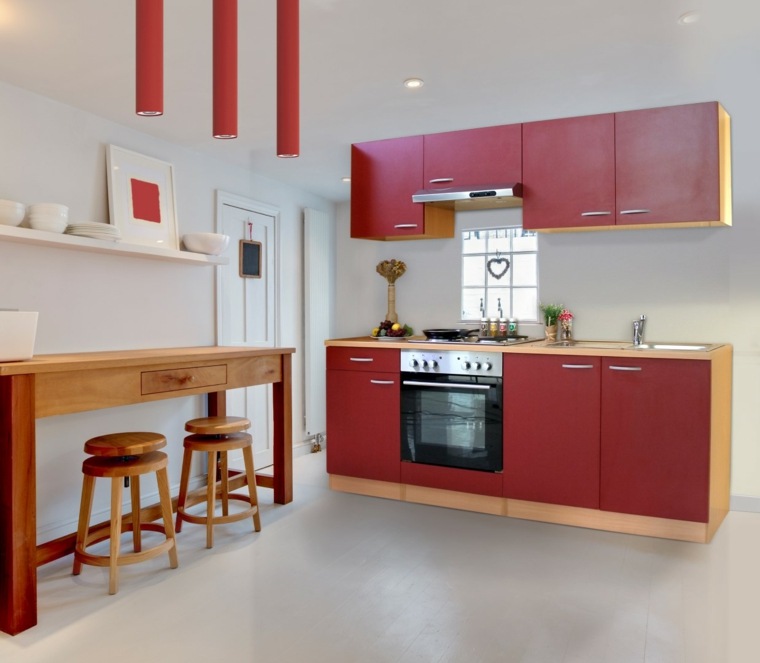 deco kitchen red wood design