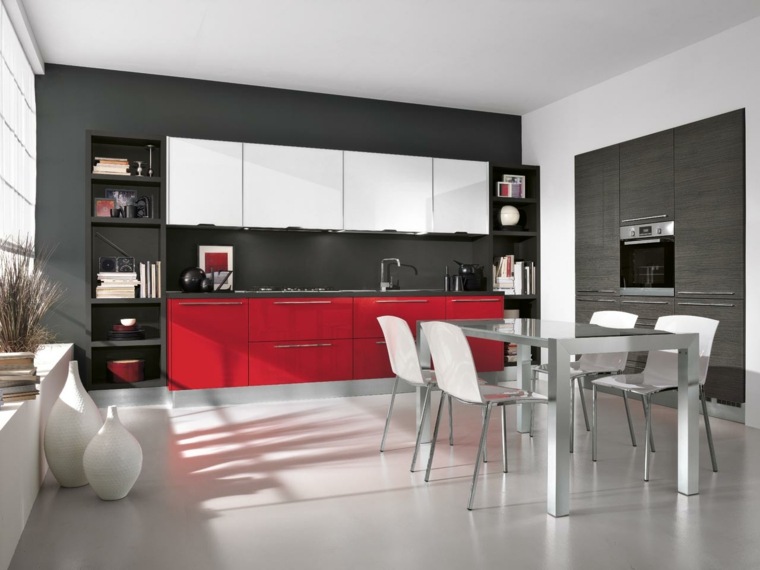 red gray kitchen deco