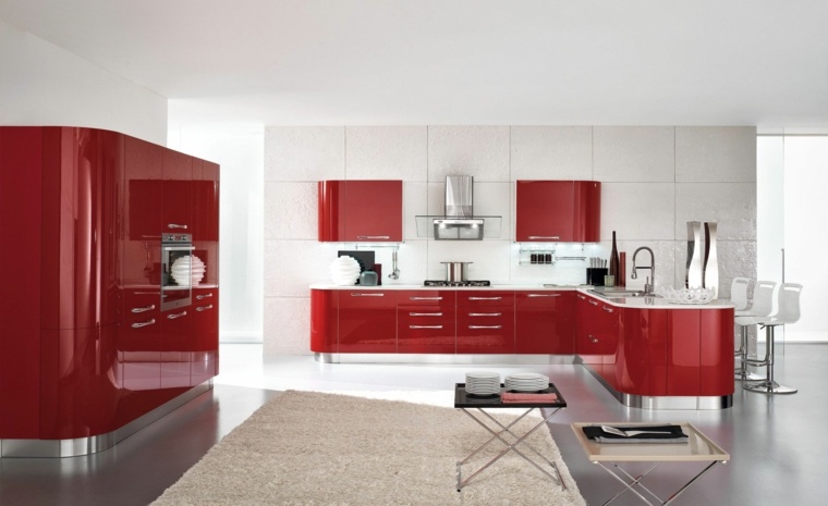 deco kitchen red lacquered