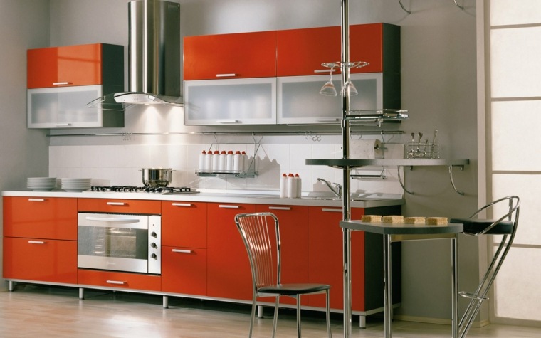 modern red kitchen deco