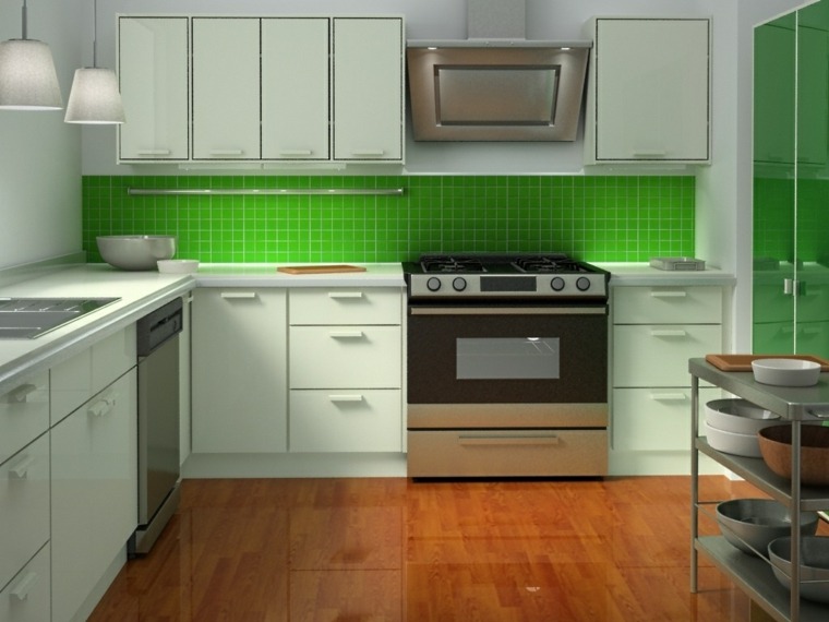 kitchen idea countertops wall tile green design parquet kitchen floor