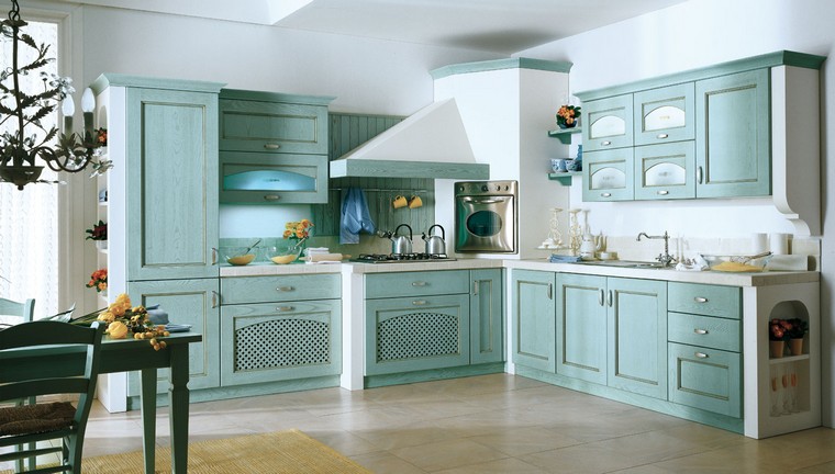 blue kitchen furniture wood kitchen cabinets tile extractor hood