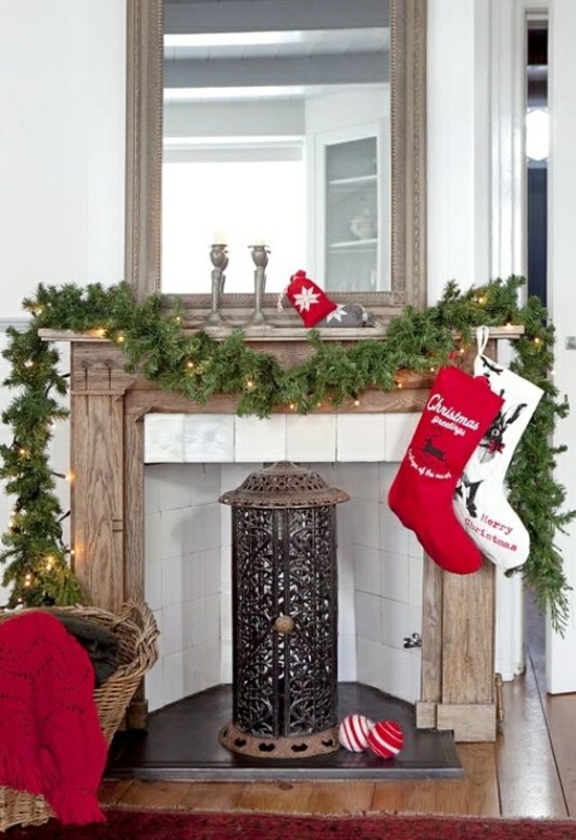 Christmas decor traditional fireplace