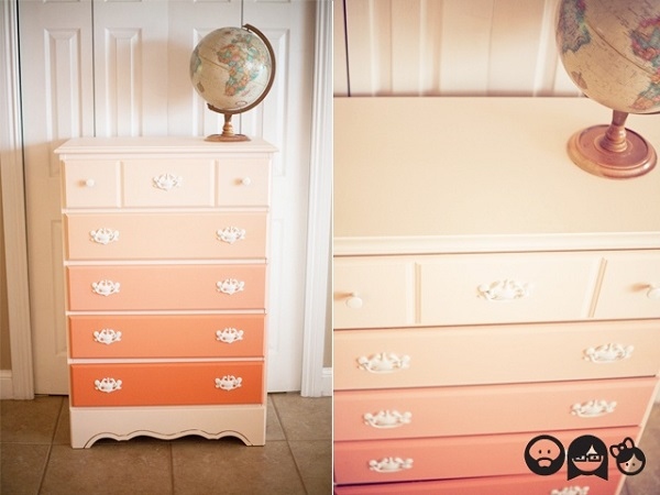 DIY dresser decoration in orange and white color