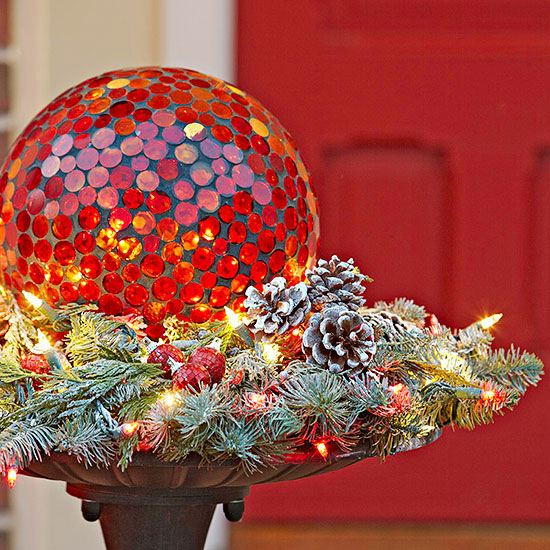 christmas decoration outdoor red ball lighting