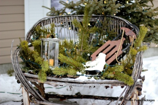 deco-of-christmas-rustic bench