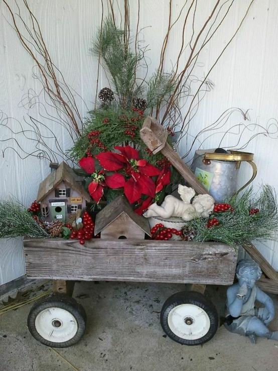 christmas deco rustic cart