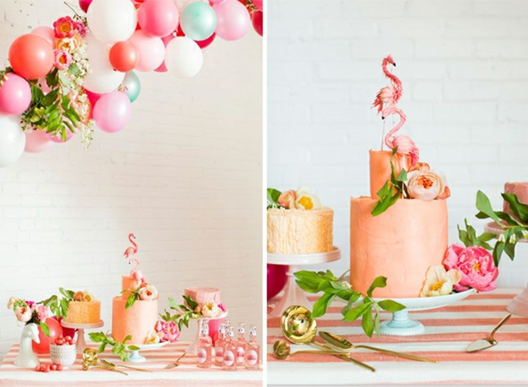 deco table birthday belon cake idea tablecloth stripes