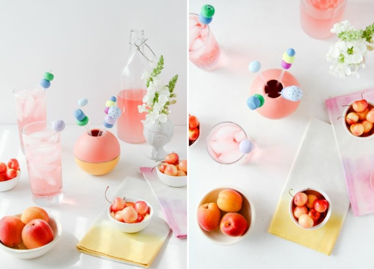 decoration birthday table idea original in pink fruits flowers deco feminine