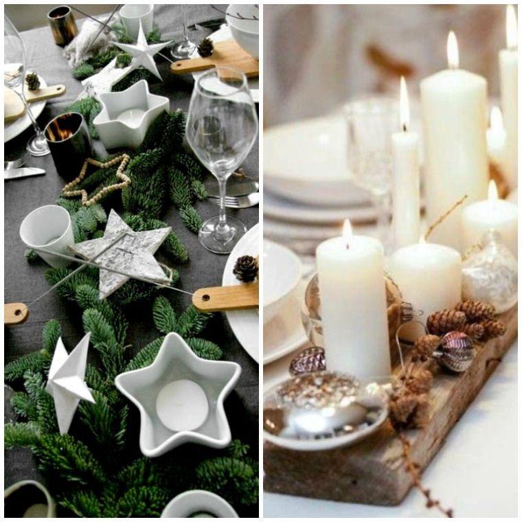 deco party table trend warna christmas cawangan semulajadi lilin pokok cemara