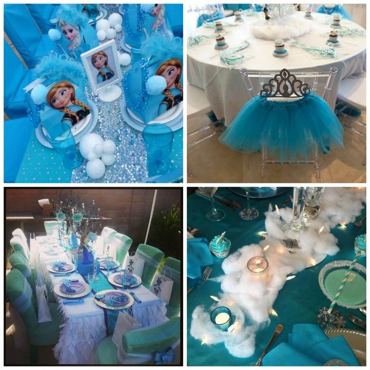 blue snow queen table deco