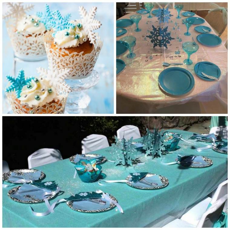 snow queen table deco under stars turquoise color