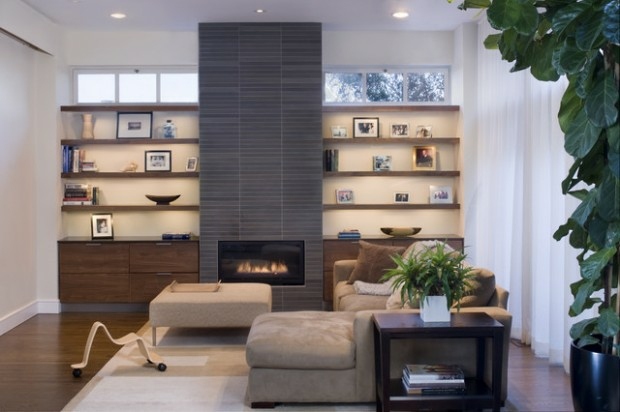 deco design living room fireplace