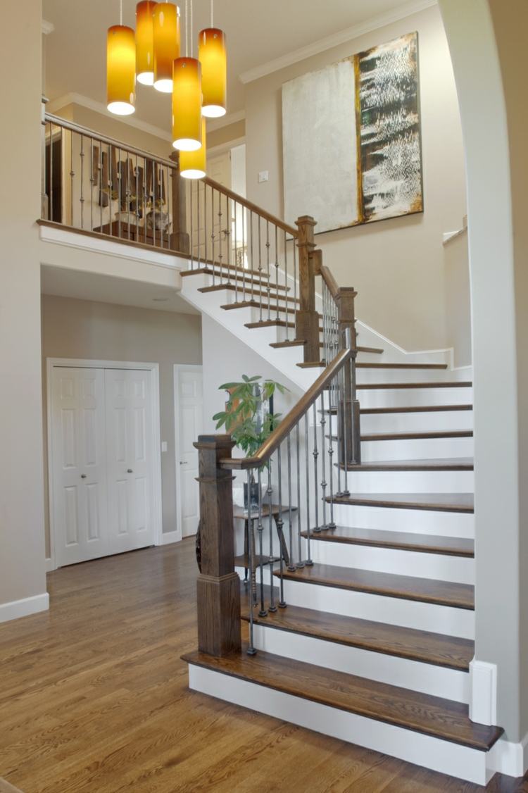 deco staircase white wood