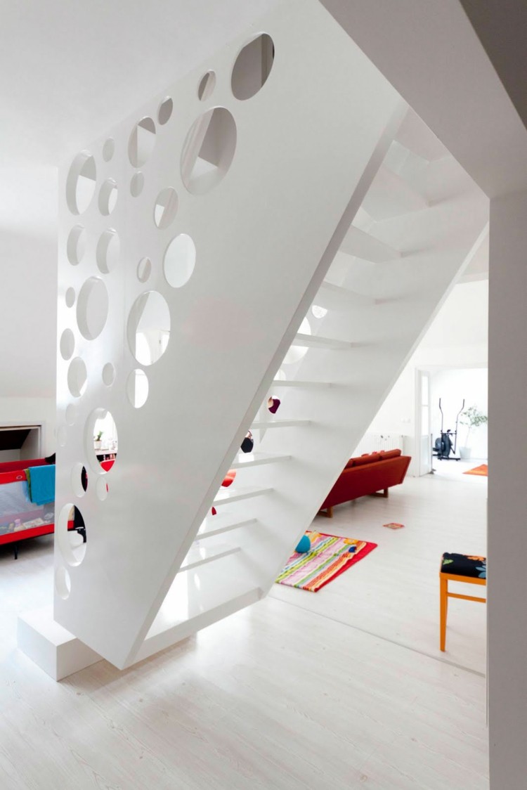 white modern stairway deco