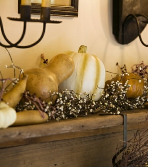 deco shelves pumpkins