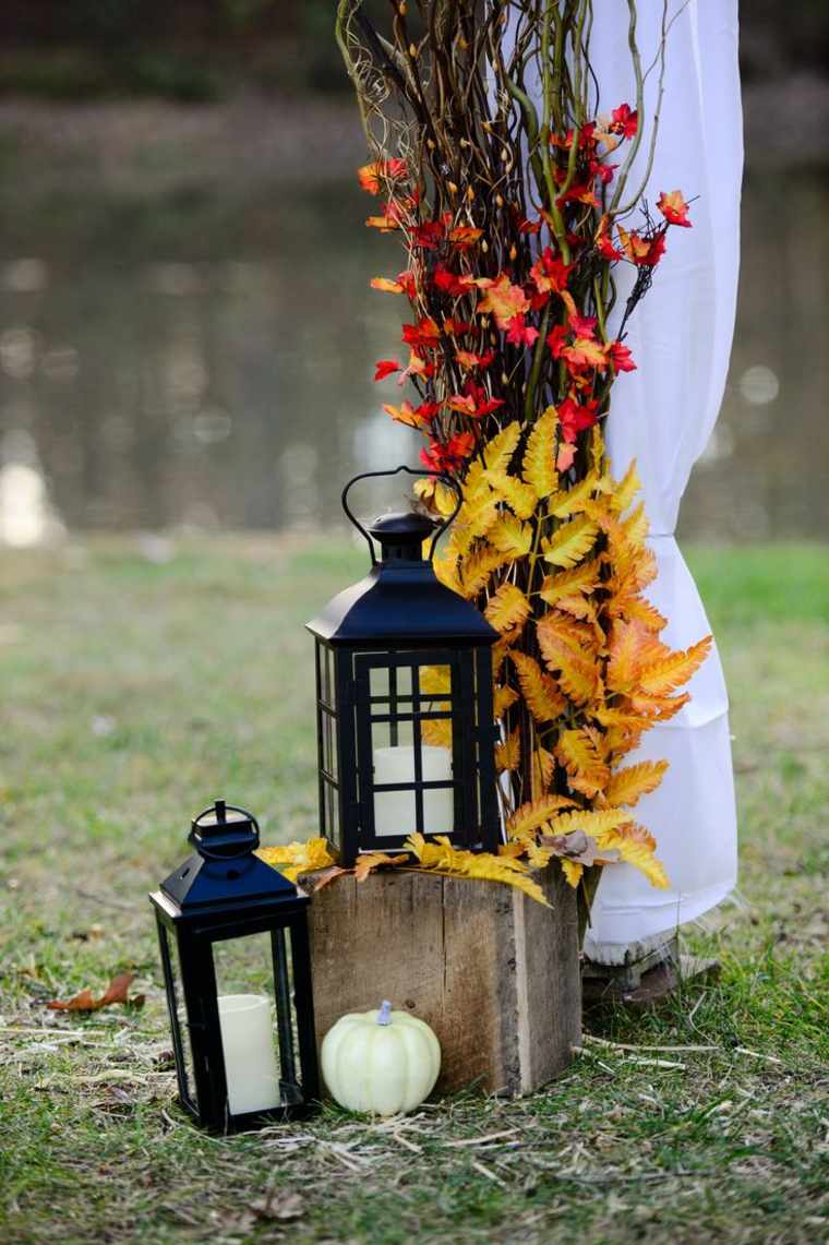 decoration autumn candles diy idea dead leaves