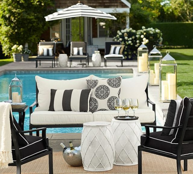 deco outdoor black white lanterns