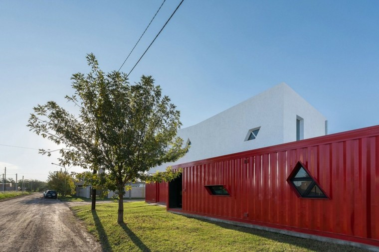 modern house decoration red facade