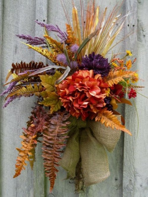 deco flowers autumn ribbon