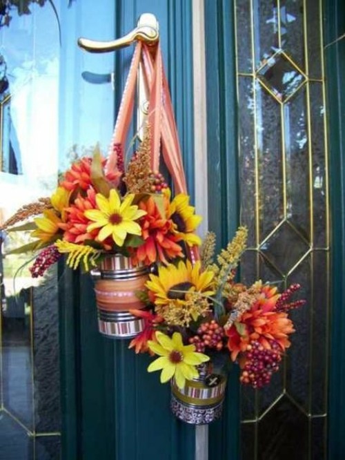 deco flowers door outside