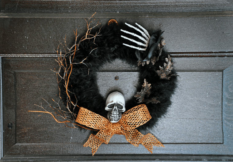 home decoration halloween door'entrée couronne peluche idée ruban