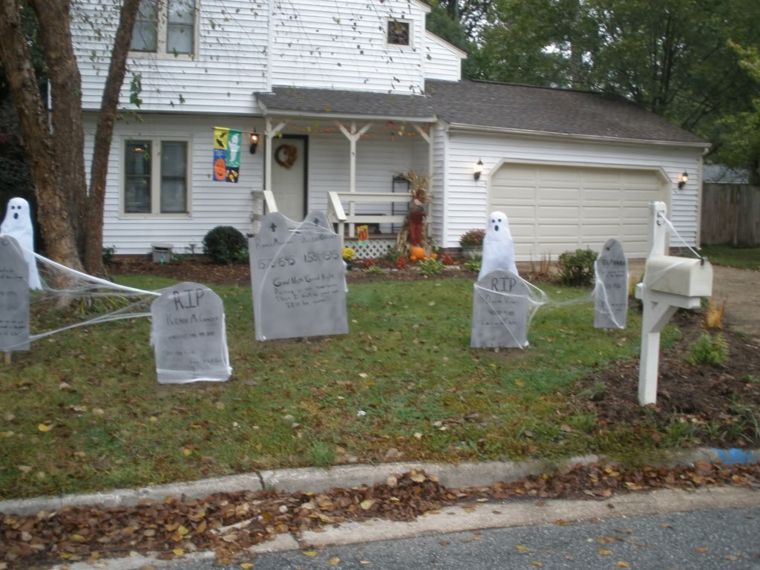 dekorasjon halloween billig front-house-gravstener