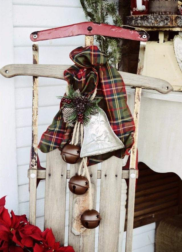 dekorationer christmas deco udvendige slæde træ kugle julen bånd ide krone blomster