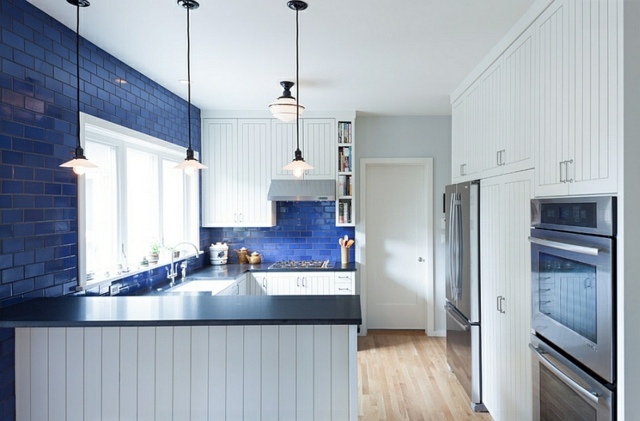 deco interior kitchen white blue latte wood