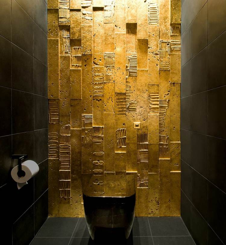 interiør deco toalett svart gylden