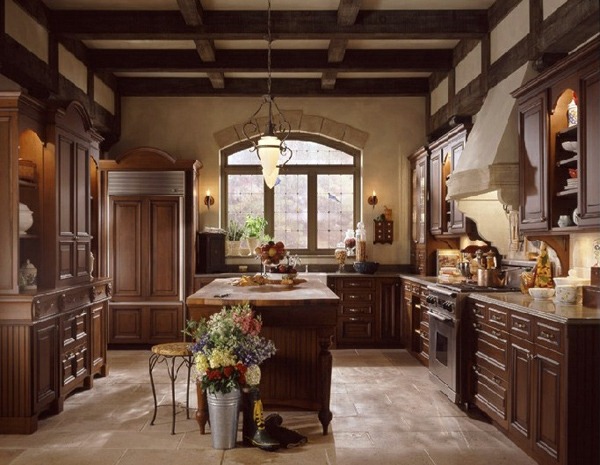 deco italian tuscan kitchen tiling wood