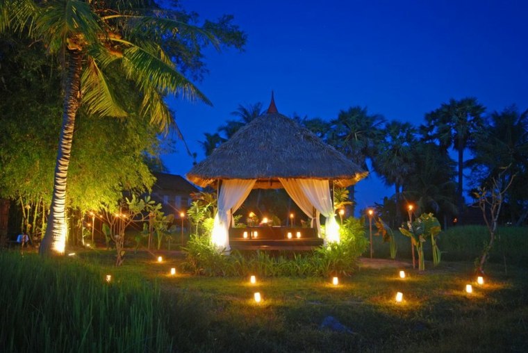 romantic garden candles pergola