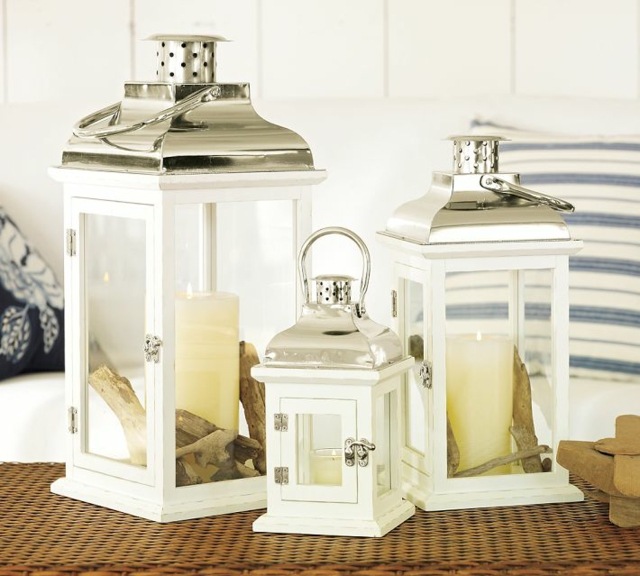 deco lantern white wood