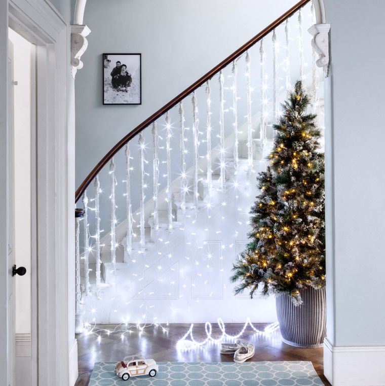 idea cahaya deco christmas light garland indoor tangga