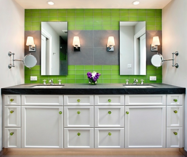 deco house view bathroom bath tile green