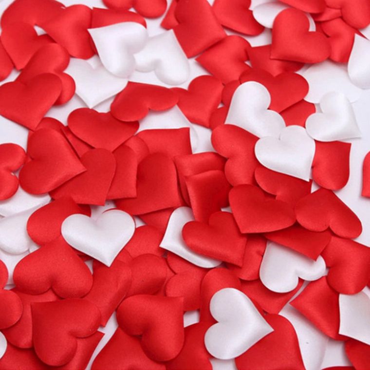 wedding decor white and red hearts-fabric-love