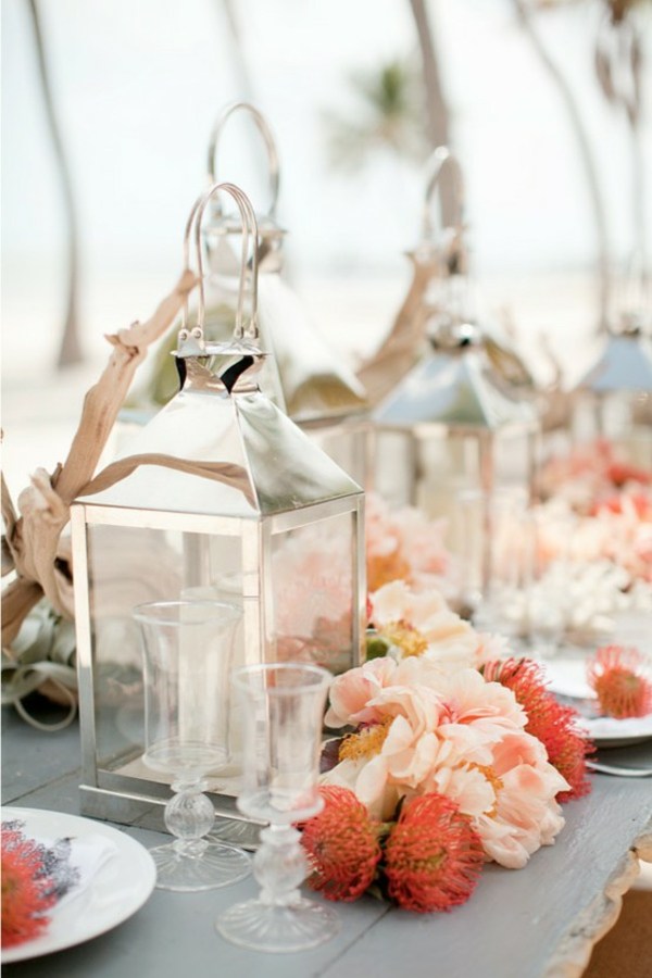 wedding decor table flowers outside'été