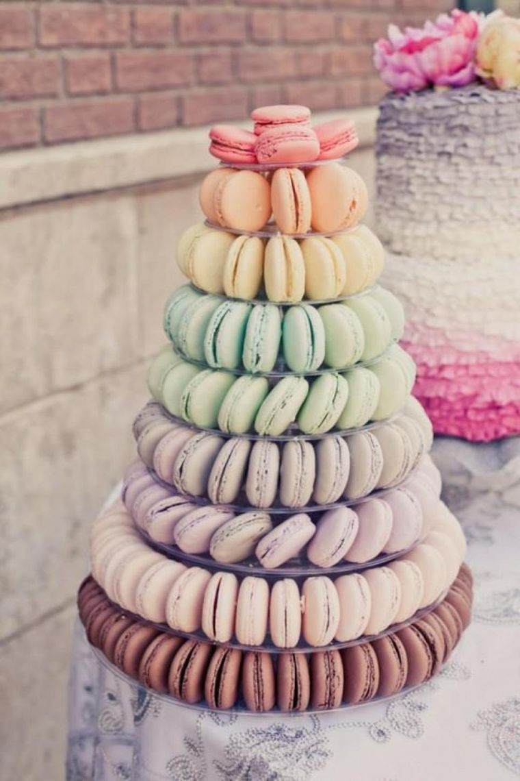 deco-äktenskap romantiska-candy-bar-wedding-färgpastell macaroons,