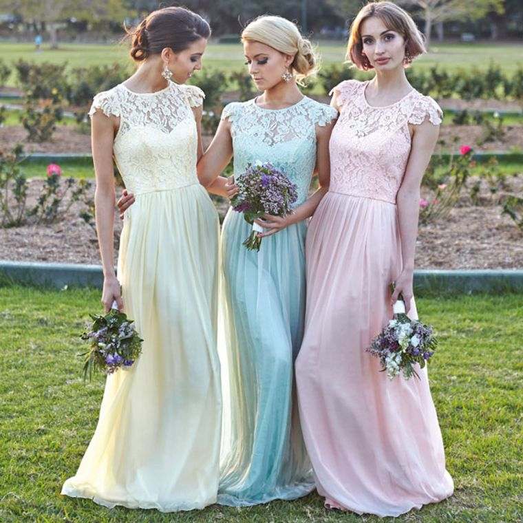 romantic wedding decor pattern-dress-bridesmaid-pink-green-mint