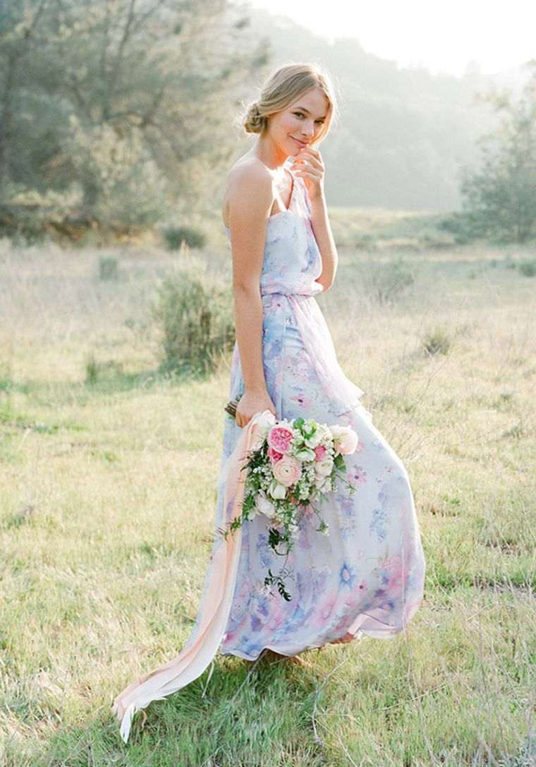 wedding decor romantic wedding dress-floral-pattern-prints-pastel