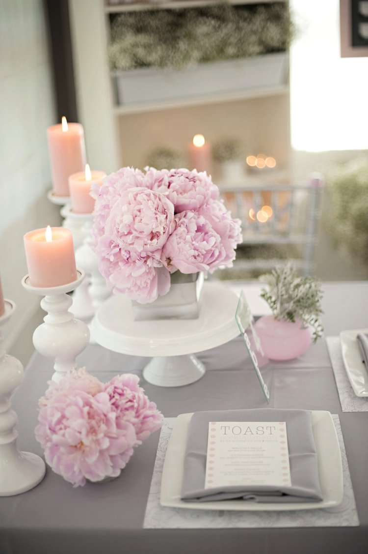 pink gray wedding deco