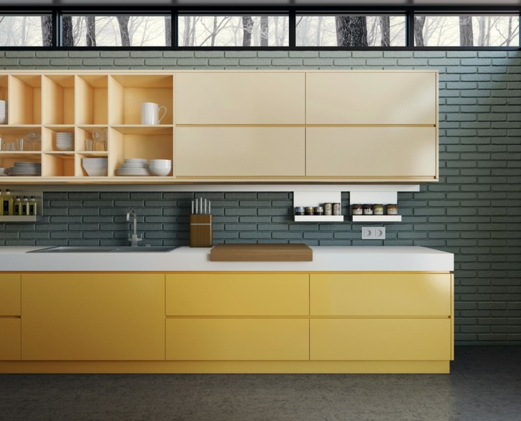 deco kitchen furniture yellow gray